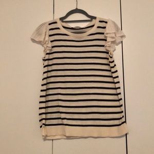 Striped crew neck short sleeve sweater